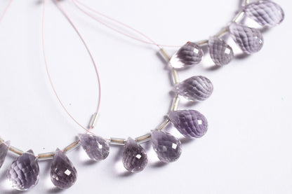7 Pcs Lavender Amethyst Faceted Pear Briolette Beads Strand , Sold By Strand , 7x12- 9x15 mm , 33027
