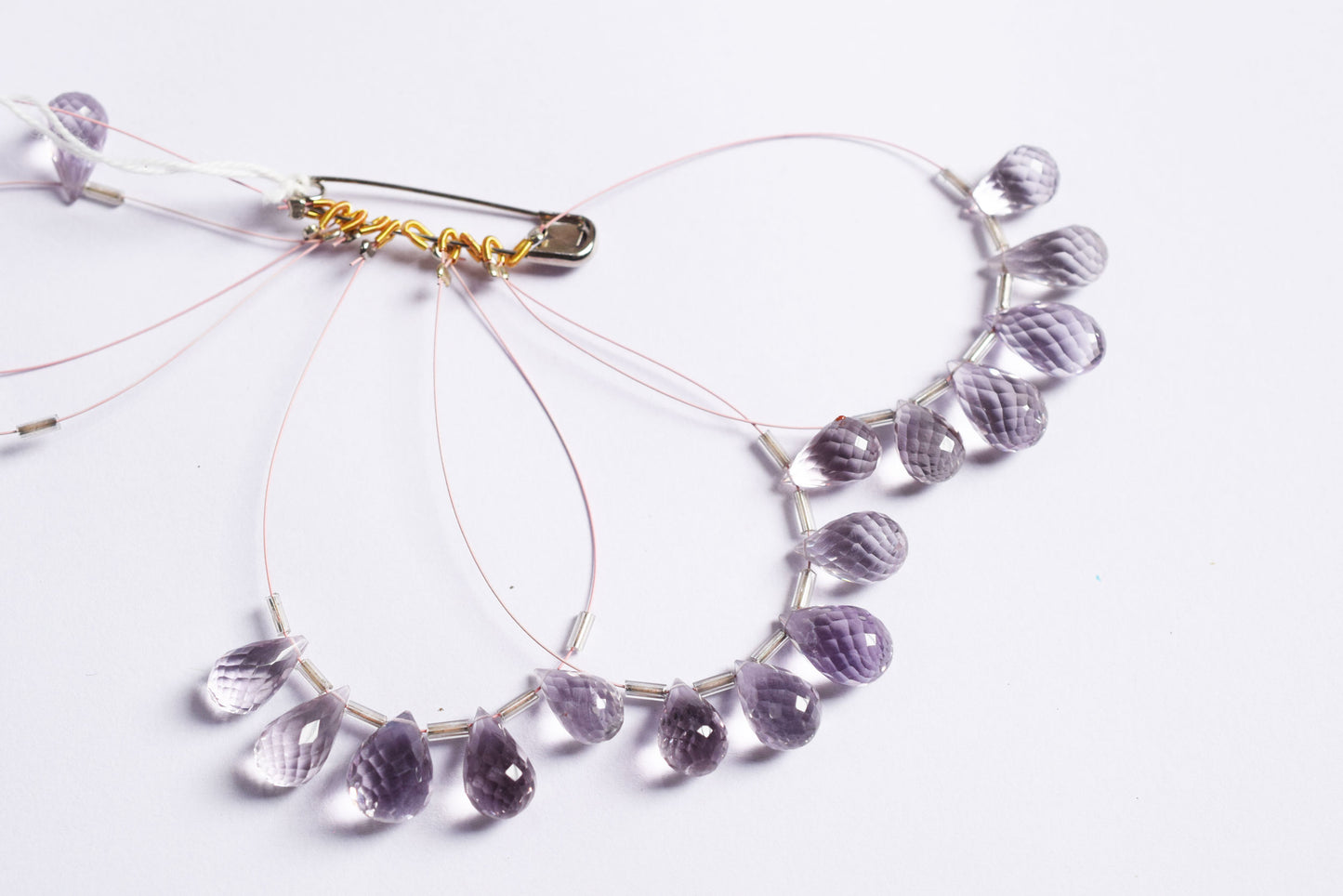7 Pcs Lavender Amethyst Faceted Pear Briolette Beads Strand , Sold By Strand , 7x12- 9x15 mm , 33027