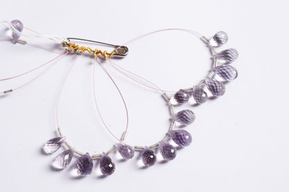 7 Pcs Lavender Amethyst Faceted Pear Briolette Beads Strand , Sold By Strand , 7x12- 9x15 mm , 33027