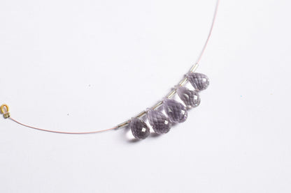 7 Pcs Lavender Amethyst Faceted Pear Briolette Beads Strand , Sold By Strand , 7x12- 9x15 mm , 33027