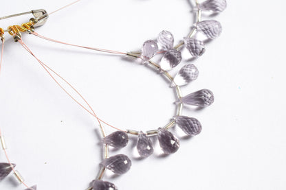 7 Pcs Lavender Amethyst Faceted Pear Briolette Beads Strand , Sold By Strand , 6.50x11.00 - 7x14 mm , 33028