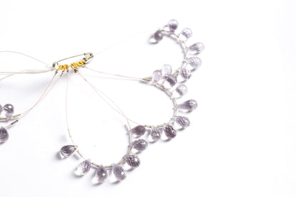 7 Pcs Lavender Amethyst Faceted Pear Briolette Beads Strand , Sold By Strand , 6.50x11.00 - 7x14 mm , 33028