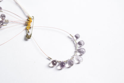 7 Pcs Lavender Amethyst Faceted Pear Briolette Beads Strand , Sold By Strand , 6.50x11.00 - 7x14 mm , 33028