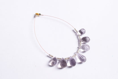 7 Pcs Lavender Amethyst Faceted Pear Briolette Beads Strand , Sold By Strand , 6.50x11.00 - 7x14 mm , 33028