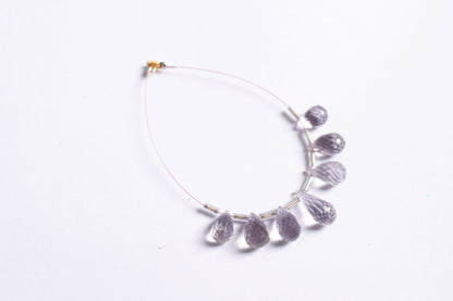 7 Pcs Lavender Amethyst Faceted Pear Briolette Beads Strand , Sold By Strand , 6.50x11.00 - 7x14 mm , 33028