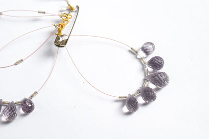 7 Pcs Lavender Amethyst Faceted Pear Briolette Beads Strand , Sold By Strand , 8x12 - 10x15 mm , 33030