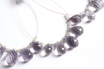 7 Pcs Lavender Amethyst Faceted Pear Briolette Beads Strand , Sold By Strand , 8x12 - 10x15 mm , 33030