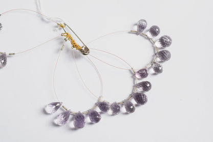 7 Pcs Lavender Amethyst Faceted Pear Briolette Beads Strand , Sold By Strand , 8x12 - 10x15 mm , 33030