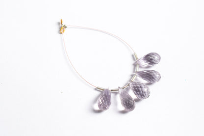 7 Pcs Lavender Amethyst Faceted Pear Briolette Beads Strand , Sold By Strand , 8x12 - 10x15 mm , 33030