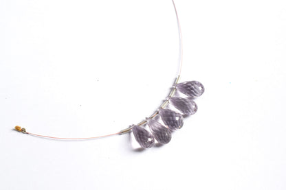 7 Pcs Lavender Amethyst Faceted Pear Briolette Beads Strand , Sold By Strand , 8x12 - 10x15 mm , 33030