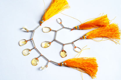 5 Pcs Natural Yellow Citrine Faceted Drop Beads Strand, Sold By Strand ,7x11 - 10.50x14 mm, 33031