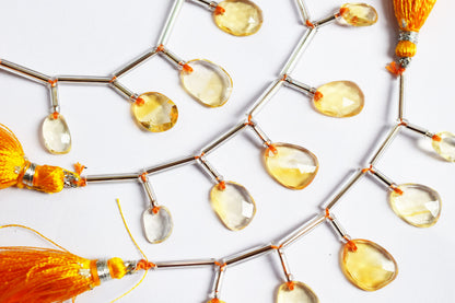 5 Pcs Natural Yellow Citrine Faceted Drop Beads Strand, Sold By Strand ,6x9 - 6.50x10 mm, 33032