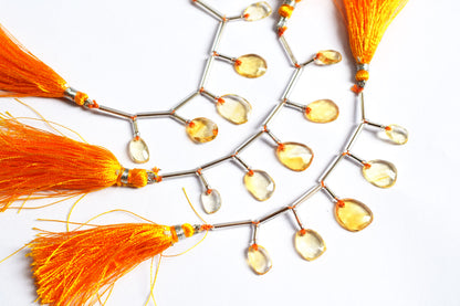 5 Pcs Natural Yellow Citrine Faceted Drop Beads Strand, Sold By Strand ,6x9 - 6.50x10 mm, 33032