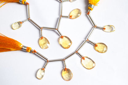 5 Pcs Natural Yellow Citrine Faceted Drop Beads Strand, Sold By Strand ,6x9 - 6.50x10 mm, 33032