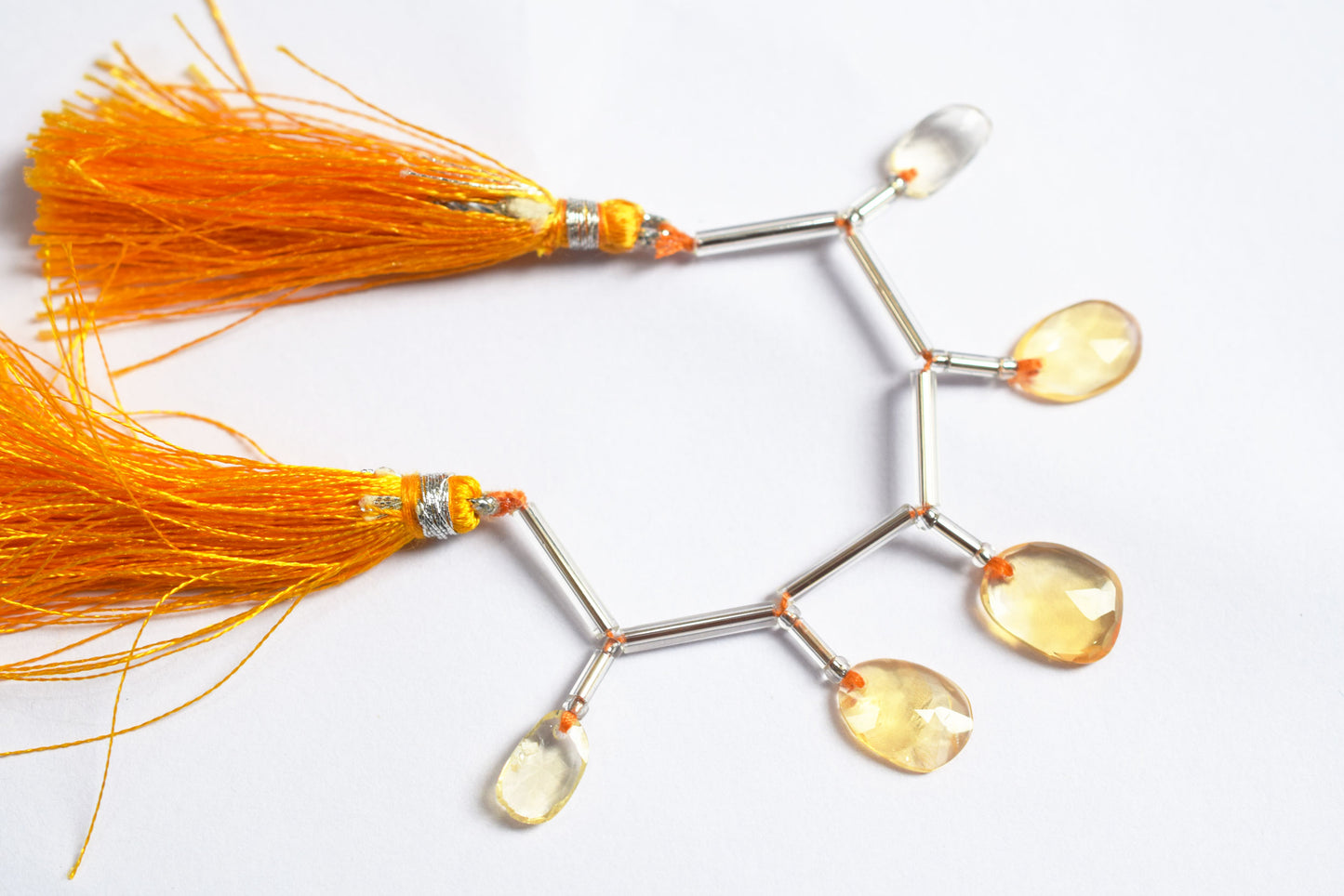 5 Pcs Natural Yellow Citrine Faceted Drop Beads Strand, Sold By Strand ,6x9 - 6.50x10 mm, 33032