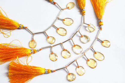 5 Pcs Natural Yellow Citrine Faceted Drop Beads Strand, Sold By Strand ,9x11 - 9x11.50 mm, 33033
