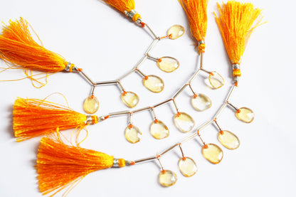 5 Pcs Natural Yellow Citrine Faceted Drop Beads Strand, Sold By Strand ,9x11 - 9x11.50 mm, 33033