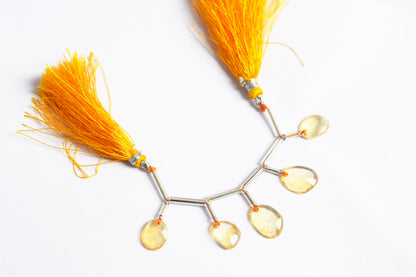 5 Pcs Natural Yellow Citrine Faceted Drop Beads Strand, Sold By Strand ,9x11 - 9x11.50 mm, 33033