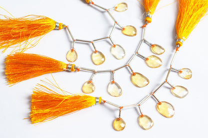 5 Pcs Natural Yellow Citrine Faceted Drop Beads Strand, Sold By Strand ,7x9 - 7.50x11.00 mm, 33034