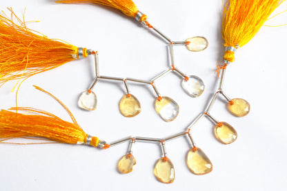 5 Pcs Natural Yellow Citrine Faceted Drop Beads Strand, Sold By Strand ,8.50x10.50 mm, 33035
