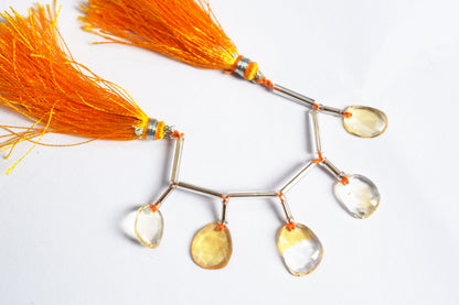 5 Pcs Natural Yellow Citrine Faceted Drop Beads Strand, Sold By Strand ,8.50x10.50 mm, 33035