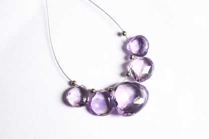 5 Piece  Amethyst Faceted Heart Shape  Briolettes Beads ,Sold By Strand,9x9 - 13x13 mm , 33036