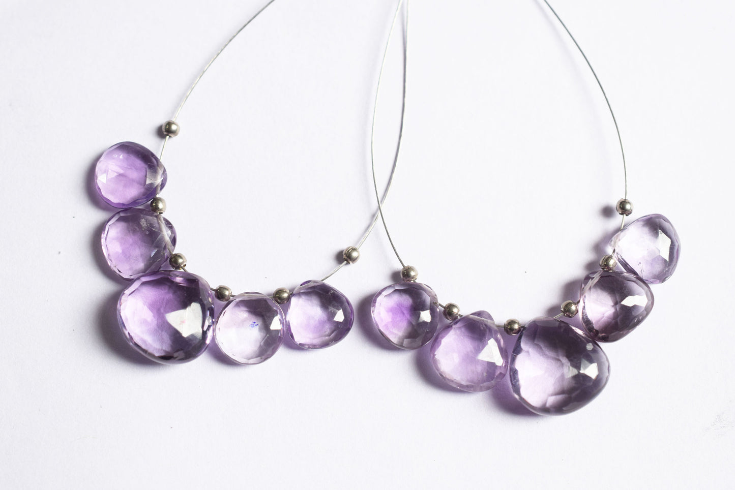 5 Piece  Amethyst Faceted Heart Shape  Briolettes Beads ,Sold By Strand,9x9 - 13x13 mm , 33036