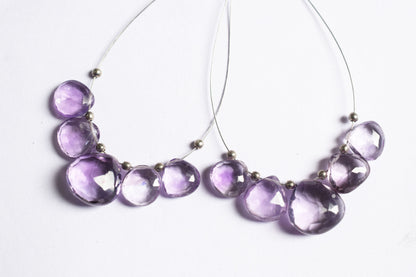 5 Piece  Amethyst Faceted Heart Shape  Briolettes Beads ,Sold By Strand,9x9 - 13x13 mm , 33036