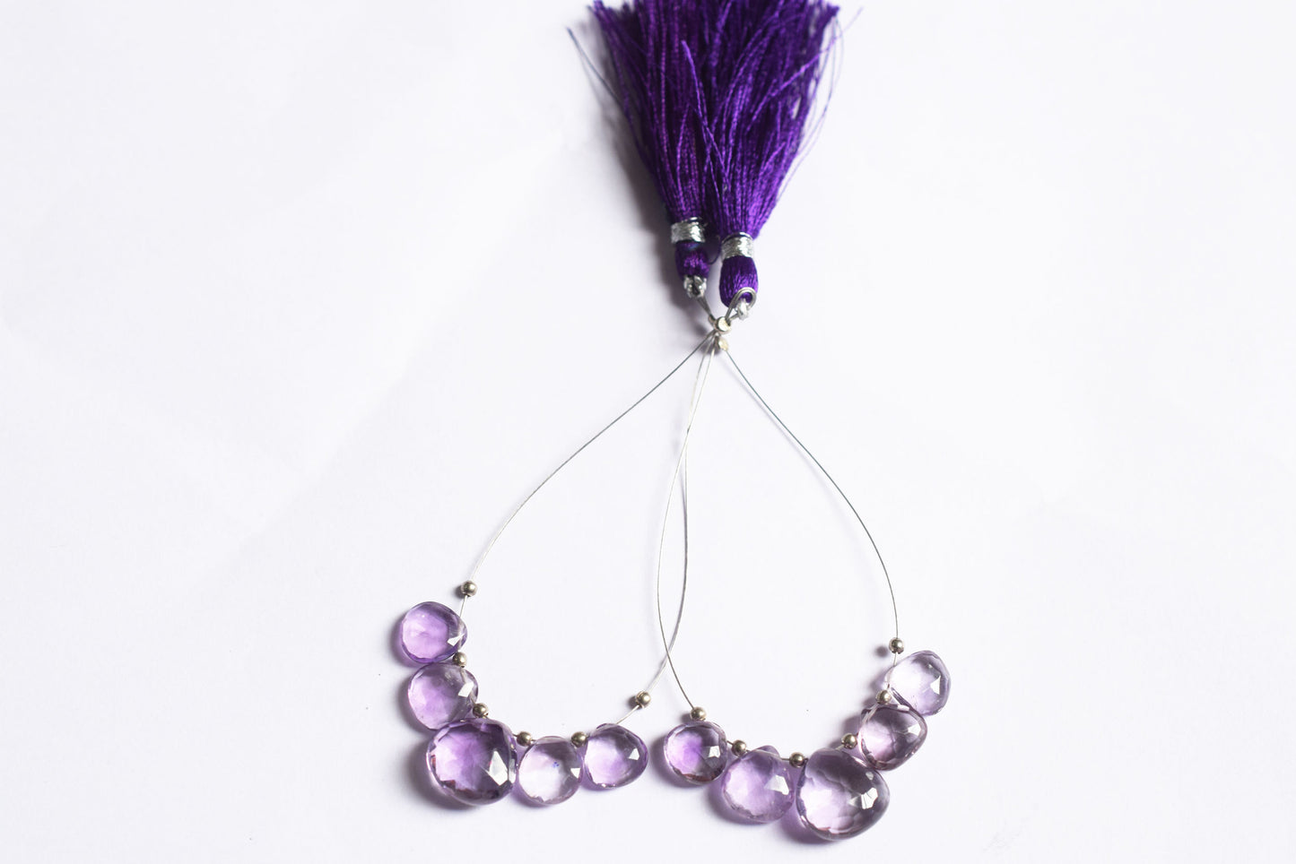 5 Piece  Amethyst Faceted Heart Shape  Briolettes Beads ,Sold By Strand,9x9 - 13x13 mm , 33036