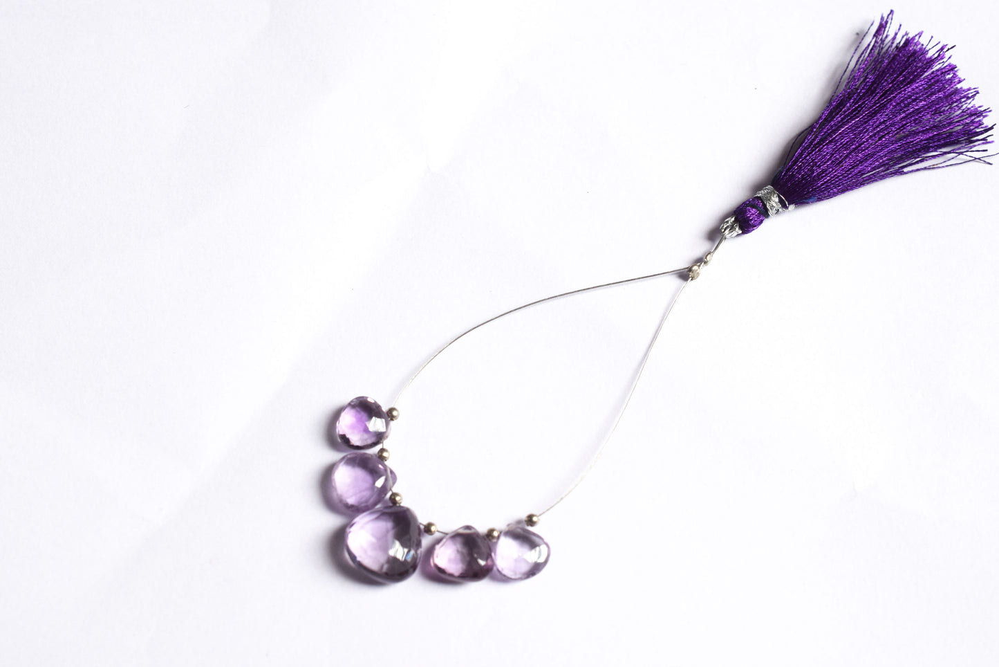 5 Piece  Amethyst Faceted Heart Shape  Briolettes Beads ,Sold By Strand,9x9 - 13x13 mm , 33036