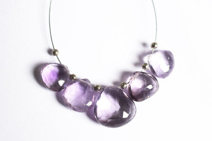5 Piece  Amethyst Faceted Heart Shape  Briolettes Beads ,Sold By Strand,9x9 - 13x13 mm , 33036