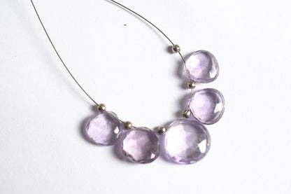 5 Piece  Amethyst Faceted Heart Shape  Briolettes Beads ,Sold By Strand,9x9 - 14x14 mm , 33037