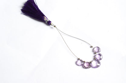 5 Piece  Amethyst Faceted Heart Shape  Briolettes Beads ,Sold By Strand,9x9 - 14x14 mm , 33037