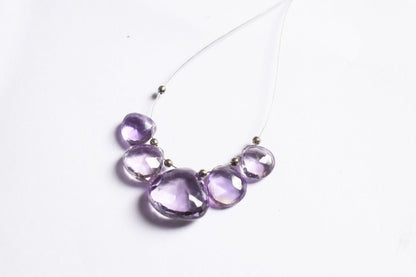 5 Piece  Amethyst Faceted Heart Shape  Briolettes Beads ,Sold By Strand,9x9 - 14x14 mm , 33037