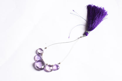 5 Piece  Amethyst Faceted Heart Shape  Briolettes Beads ,Sold By Strand,9x9 - 14x14 mm , 33037