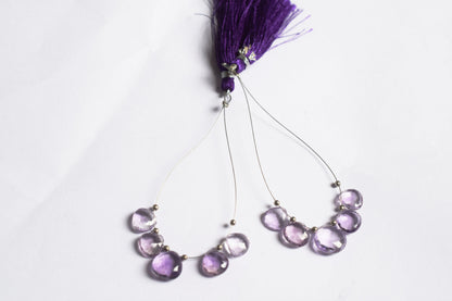 5 Piece  Amethyst Faceted Heart Shape  Briolettes Beads ,Sold By Strand,9x9 - 12x12 mm , 33038