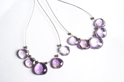 5 Piece  Amethyst Faceted Heart Shape  Briolettes Beads ,Sold By Strand,9x9 - 12x12 mm , 33038