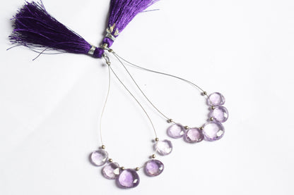 5 Piece  Amethyst Faceted Heart Shape  Briolettes Beads ,Sold By Strand,9x9 - 12x12 mm , 33038
