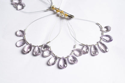 5 Pieces Pink Amethyst Faceted Pear Shape  Briolettes Beads Strand,Sold By Strand,10x13 - 11x16mm , 33039