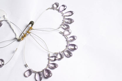 5 Pieces Pink Amethyst Faceted Pear Shape  Briolettes Beads Strand,Sold By Strand,10x13 - 11x16mm , 33039