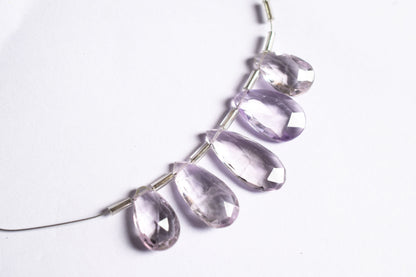 5 Pieces Pink Amethyst Faceted Pear Shape  Briolettes Beads Strand,Sold By Strand,10x13 - 11x16mm , 33039
