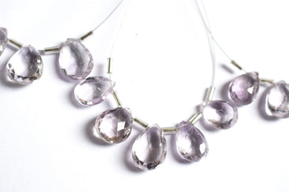 5 Pieces Pink Amethyst Faceted Pear Shape  Briolettes Beads Strand,Sold By Strand,9x13 - 11x16mm , 33040