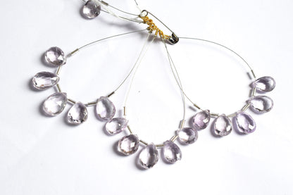 5 Pieces Pink Amethyst Faceted Pear Shape  Briolettes Beads Strand,Sold By Strand,9x13 - 11x16mm , 33040