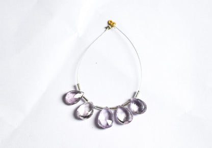 5 Pieces Pink Amethyst Faceted Pear Shape  Briolettes Beads Strand,Sold By Strand,9x13 - 11x16mm , 33040