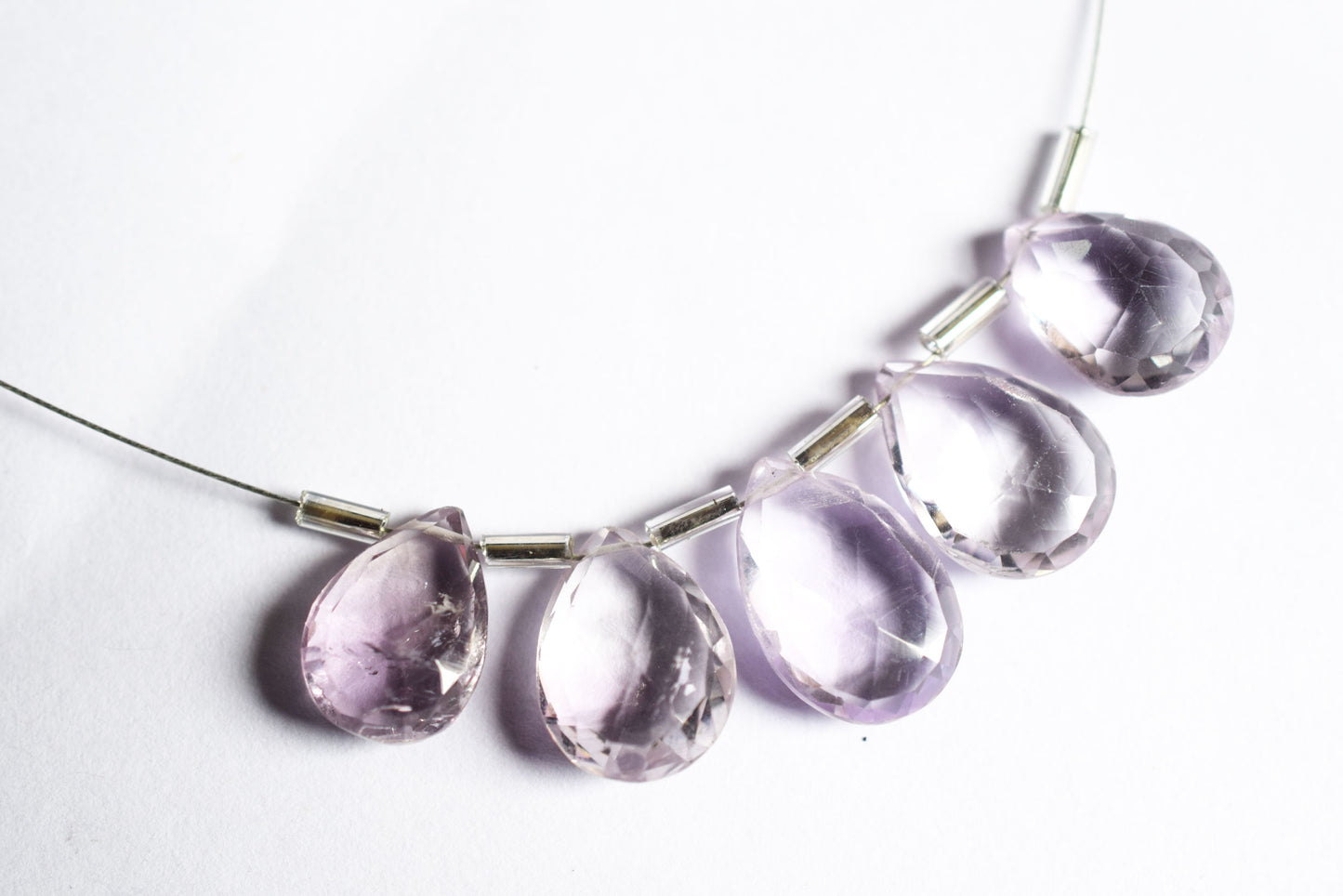 5 Pieces Pink Amethyst Faceted Pear Shape  Briolettes Beads Strand,Sold By Strand,9x13 - 11x16mm , 33040