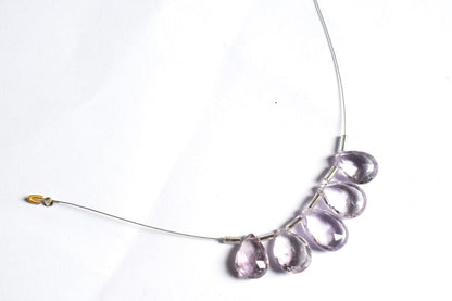 5 Pieces Pink Amethyst Faceted Pear Shape  Briolettes Beads Strand,Sold By Strand,9x13 - 11x16mm , 33040