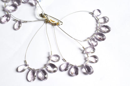 5 Pieces Pink Amethyst Faceted Pear Shape  Briolettes Beads Strand,Sold By Strand,10x13 - 11.50x16mm , 33041