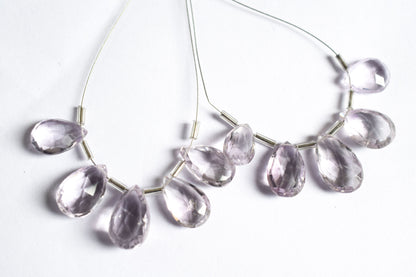 5 Pieces Pink Amethyst Faceted Pear Shape  Briolettes Beads Strand,Sold By Strand,10x13 - 11.50x16mm , 33041