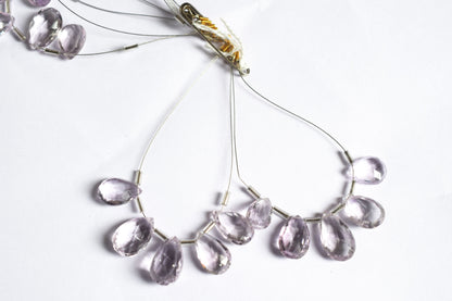 5 Pieces Pink Amethyst Faceted Pear Shape  Briolettes Beads Strand,Sold By Strand,10x13 - 11.50x16mm , 33041