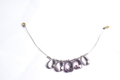 5 Pieces Pink Amethyst Faceted Pear Shape  Briolettes Beads Strand,Sold By Strand,10x13 - 11.50x16mm , 33041